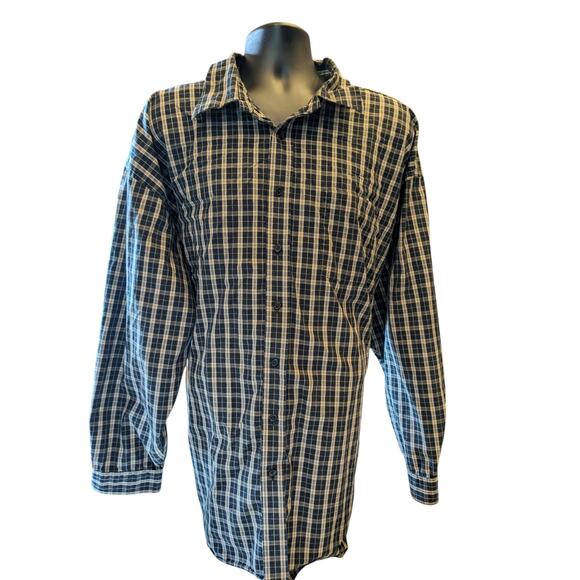 Van Heusen Studio Shirt Mens 3XLT Button Up Long Sleeve Cotton Plaid Blue Gray - Picture 14 of 15